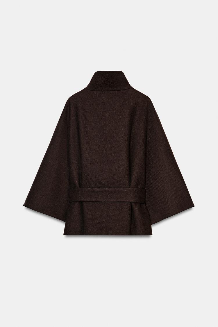 Cropped Wool Cape Coat