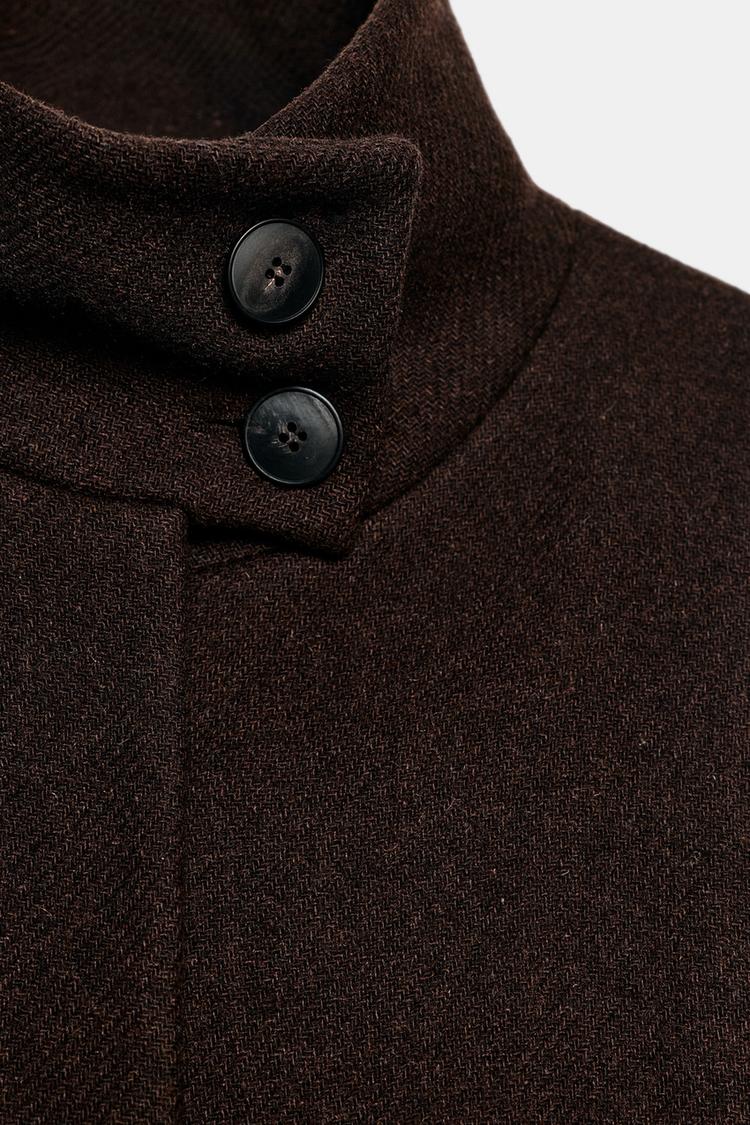 Cropped Wool Cape Coat