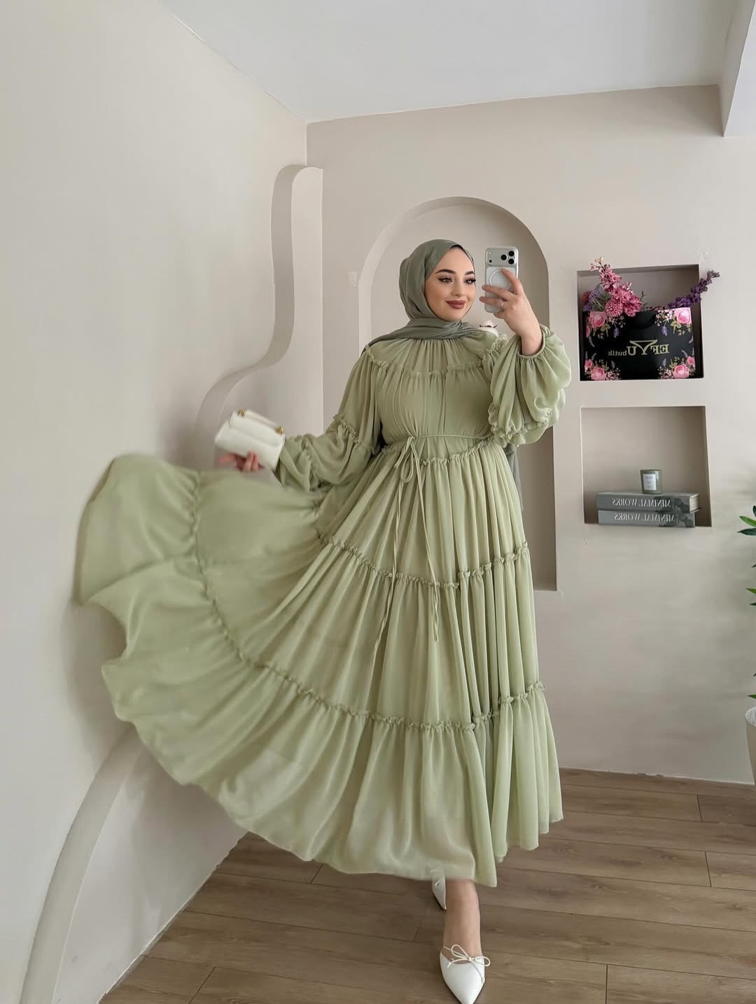 Tiered Chiffon Dress