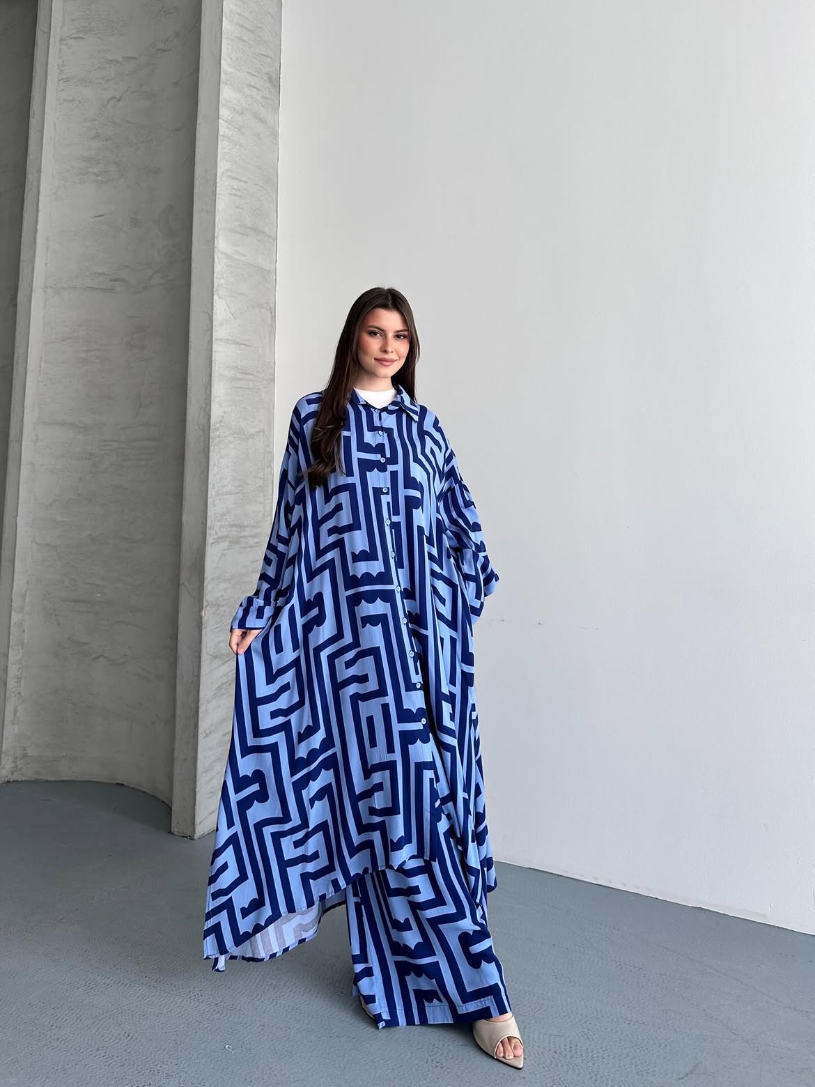 Maze Print Kimono Set
