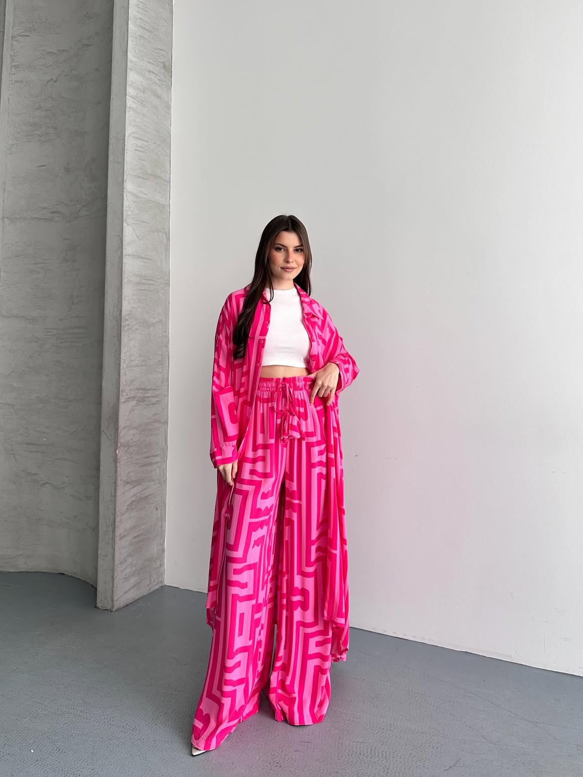 Maze Print Kimono Set