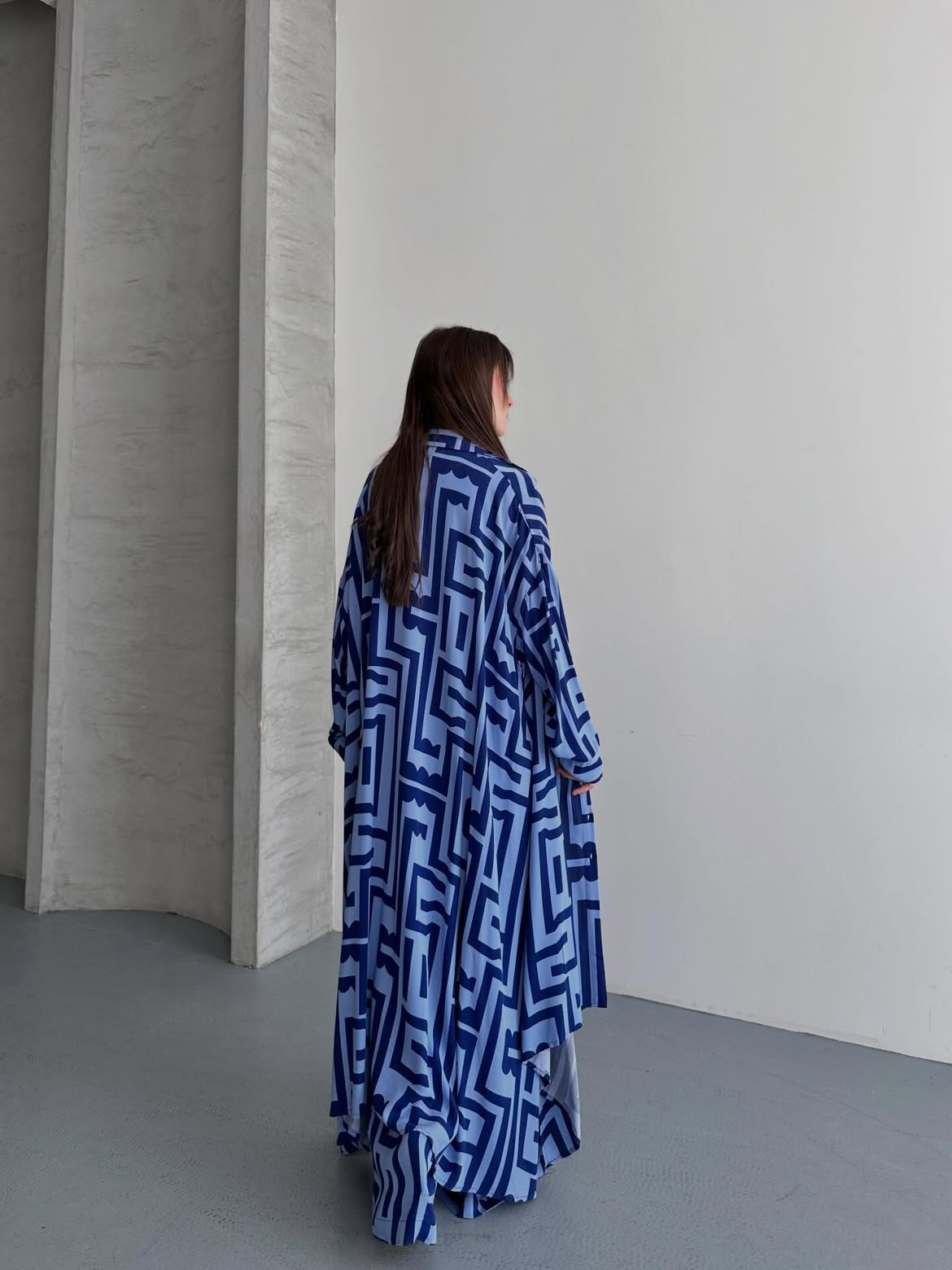 Maze Print Kimono Set