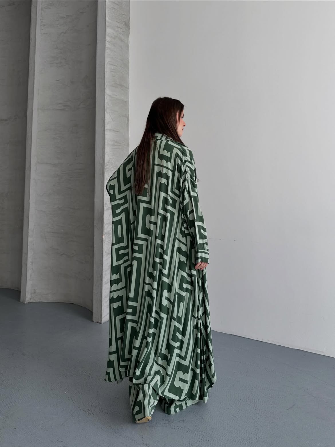 Maze Print Kimono Set