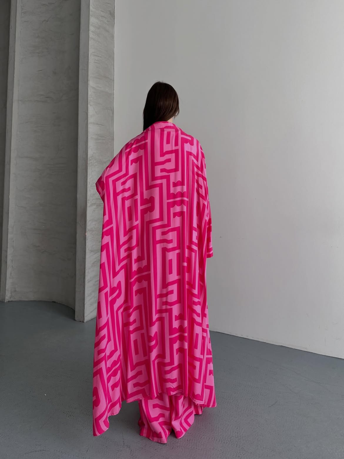 Maze Print Kimono Set