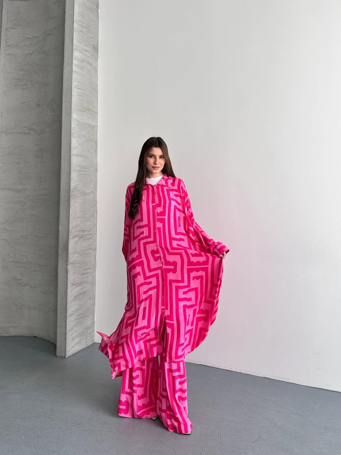 Maze Print Kimono Set
