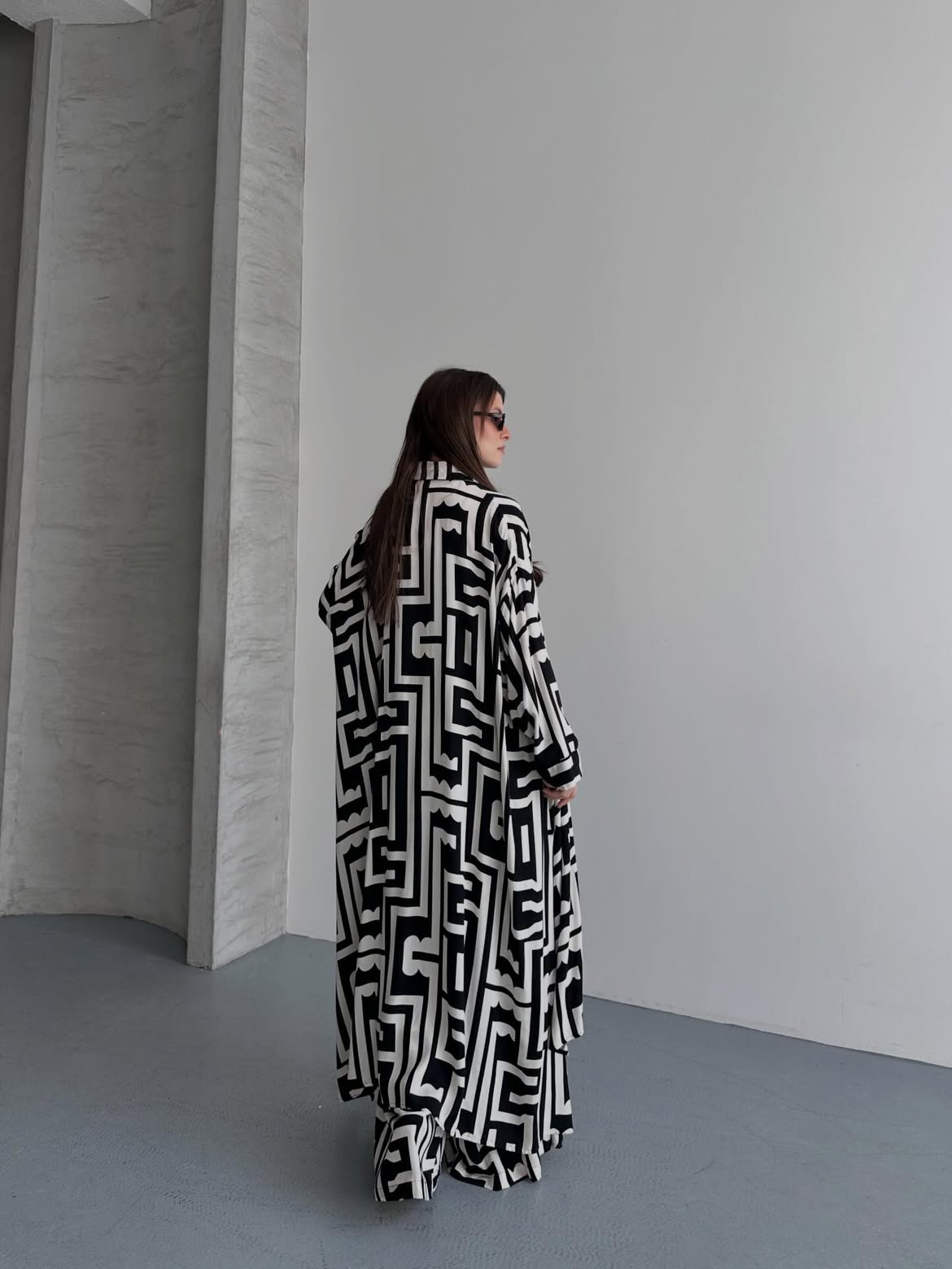 Maze Print Kimono Set