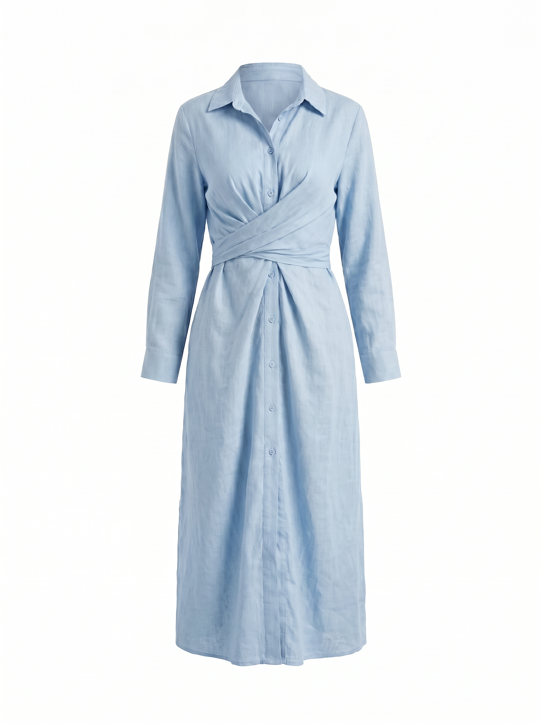 Twist-Waist Linen Shirt Dress